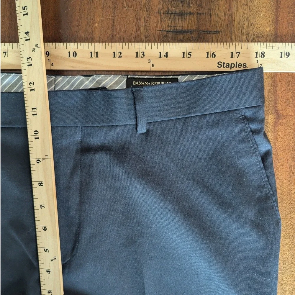 Banana Republic Dark Navy Pants Trousers Tailored Fit Wool Blend Mens Sz‎ 35x30